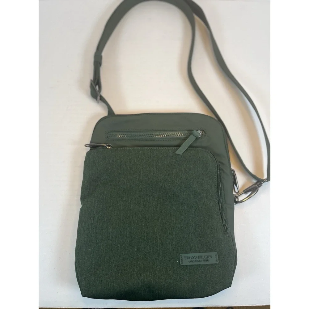 Travelon Anti-Theft Heritage Tour Travel Bag Green Fabric Messenger Crossbody